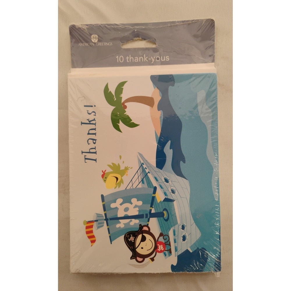 NIP American Greeting Monkey Pirate Blank Thank You Cards 10pk‎